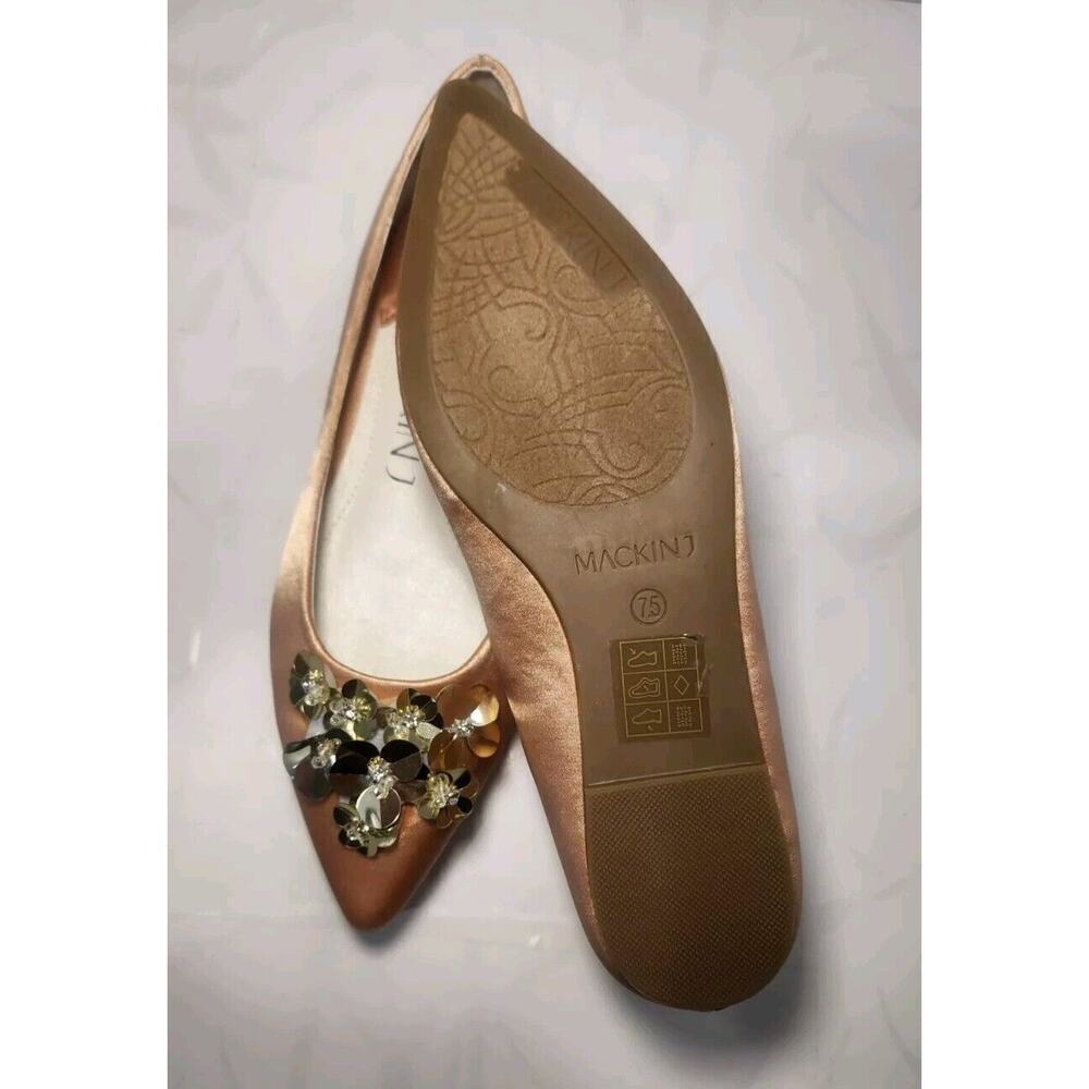 MACKIN J Pointy Toe Satin Sequin Flower Decor Ballet Flats Special Occasion 7.5 - Picture 9 of 9